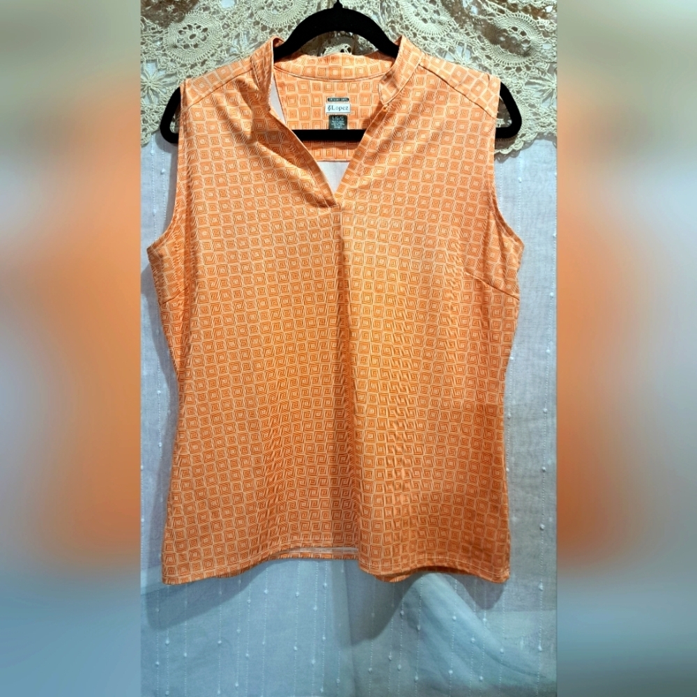 NWOT Lopez Sleeveless Top With Stylish Orange Pattern